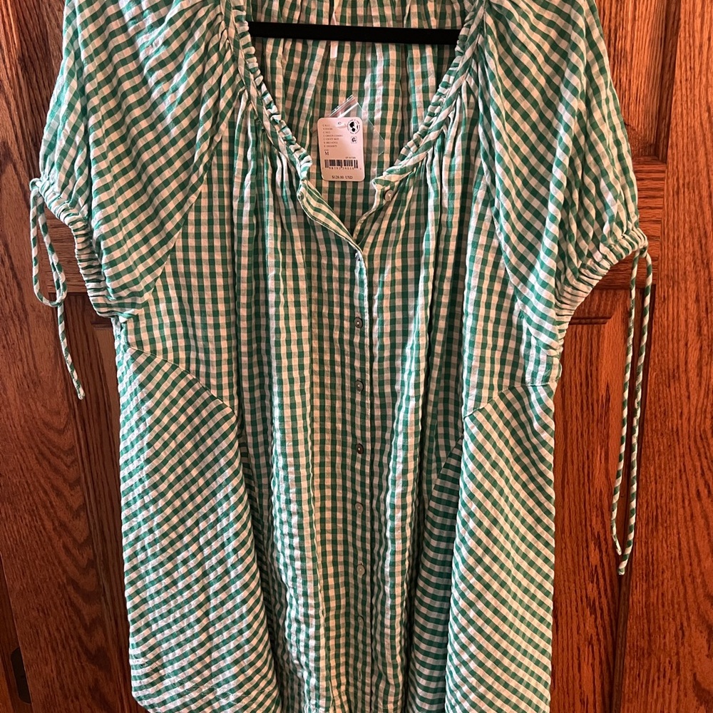 Farley Gingham split v-neck tunic